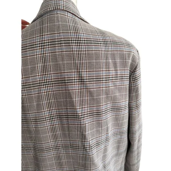 ZARA Women’s Gray Blue Plaid Oversized Blazer Jacket Size Medium - Picture 3 of 7